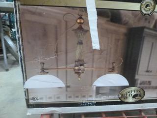 Unused Hampton Bay Island Light, Oxide Gold Finish, Assemble Size 42 In. Wide x 29 In. D (Still In Original Box) (L-3-1)