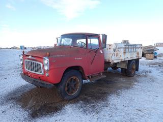 International Harvester B170 Dump Truck c/w V-304, 3 Speed Manual, Showing 49,148 Miles, GVWR 21,000 Lb, 171 In. W/B, 8.25-20 Tires, PTO, Double Frame, Manual End Gate, SN C-863-F *Note: Running Condition Unknown, Hood Cannot Be Opened*