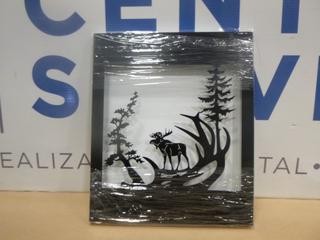 (1) Moose and Spruce Shadow Box Laser Cut Picture, 12.75 In. x 15 In. (Upstairs)