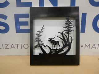 (1) Moose and Spruce Shadow Box Laser Cut Picture, 12.75 In. x 15 In. (Upstairs)