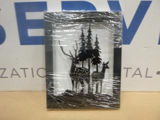 (1) Three Trees Two Deer Shadow Box Laser Cut Picture, 9 In. x 12 In. (Upstairs)