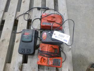 (3) Battery Chargers for Power Tools, (1) Power Inverter *Note: Broken Wire (D-1)