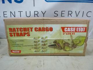Case of (10) Ratchet Cargo Straps, 2 In. x 20 Ft., 5,000 lb. Capacity, Automatic Lock, Model RS220 (G1)