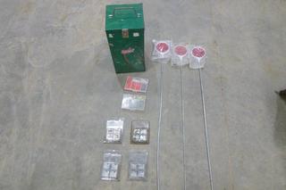 Driveway Markers, (4) Cases of Rigid Pipe Threading Teeth, Coleman Gas Lantern, (2) Boxes of Screws/Marrette (M22)