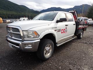 2014 Dodge Ram 2500 Heavy Duty Crew Cab Pickup Truck C/w Hemi 5.7L, 8-Cylinder, A/T, Dynamic 8'5" Steel Deck, Dual Rear Wheels, Flasher, 4x4, Regal Fuel Tank With Fill-Rite Pump And Hydro-Wick Fire Suppression Unit. Showing 172,905kms. VIN 3C6TR5JT3EG227086