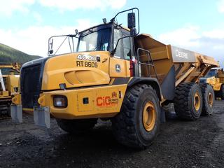 2008 John Deere 400D Articulated Dump Truck C/w Mercedes V12 Engine, Allison Transmission, 443hp,   ROPS, 4-Ton, Heated Box w/ 29.7 Cubic Yard Heaped Capacity And 29.5R25 Tires @ 80%. Showing 12,250hrs, 89,483kms. VIN DW400DT618609