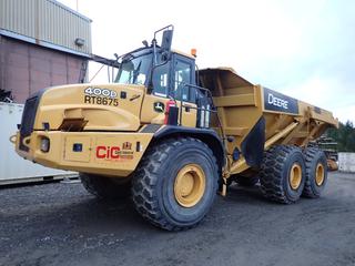 2008 John Deere 400D Articulated Dump Truck C/w 413hp, Allison Transmission, Heated Box w/ 29.7 Cubic Yard Heaped Capacity And 29.5R25 Tires. Showing 11,675hrs, 68,823kms. VIN DW400DT618675