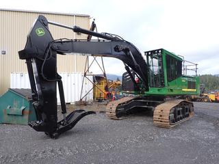 2013 John Deere 3754D Road Builder Excavator C/w 27 1/2in Double Grouser Pads, Light Package, Low Profile DHSP Forestry Cab, A/C Cab, Quick Attach, 68in Clean Up Bucket w/ Accurate Thumb And CB Radio. Showing 7774hrs. SN 1FF3754DCD0370082