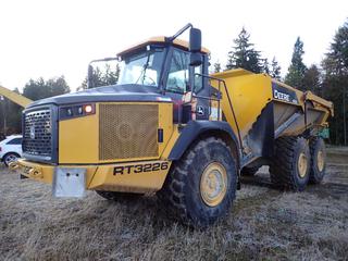 2018 John Deere 410E Articulated Dump Truck C/w 443hp, Rear Camera, Heated Box w/ 29.7 Cubic Feet Yard Heaped Cap. And 29.5R25 Tires. Showing 4557hrs, 43,907kms. VIN 1DW410ETCJF693226