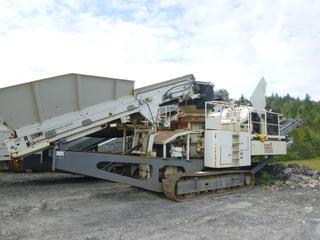 2008 Metso Model HP200 Cone Crusher Tracked  Jaw Crusher C/w 19.5in Triple Grouser Pads, Metso Type H10-6, 36in X 20ft  Troughed Roll Feed Belt, Metso/Norburg Model HP200 Cone Sn 30301211, Cat 415 HP Engine, 30ft X 31in Troughed Discharge Belt Conveyor And Wireless Remotes. Showing 2630hrs. SN 90080, 30012336