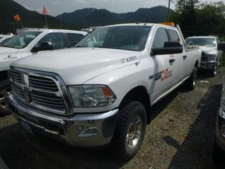 2013 Dodge Ram 2500 Heavy Duty SLT Crew Cab Pickup Truck C/w Hemi 5.7L Engine, 8-Cylinder, A/T, 4x4, IOR Aluminum Headache Rack w/ Flasher And Wilson Cell Phone Signal Booster. Showing 182,405kms. VIN 3C6TR5JT4DG542901