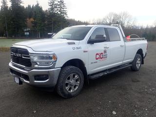 2019 Dodge Ram 2500 Heavy Duty SLT Crew Cab Pickup Truck C/w Hemi 6.4L, A/T, 4x4 And IOR Aluminum Headache Rack w/ Flasher. Showing 50,895kms. VIN 3C6UR5JJXKG543647