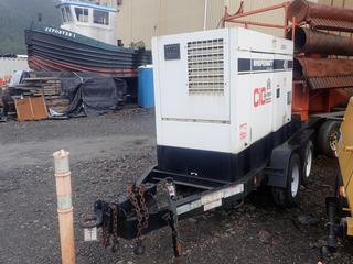 2011 Whisperwatt Model DCA45US12 T/A Diesel Powered Ac Generator, Sn 8202214 C/w 45 KVA, 4-Cycle, 3-Phase, 60 Hz, Isuzu 4JJ1t Engine, Bottom Fuel Tank And Pintle Hitch. Showing 21,155hrs. VIN 5SLBG122XBL006411