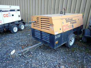 2008 Sullivan Palatek Model D250010UD Portable S/A Compressor, ,Sn 29102a C/w John Deere Engine And Ball Hitch. Showing 7652hrs. VIN 4YACC12178N029102