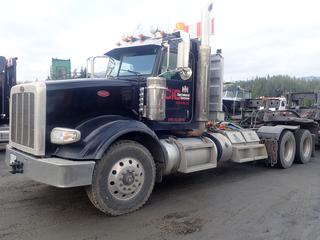 2014 Peterbilt 367 T/A Truck Tractor C/w 6x4 Drive, Legacy Silver, Eaton Fuller Roadranger 18-speed, Cummins SX15 550 Hp Diesel Engine, 6-Cylinder, Parker PTO, Radio, Magnum Headache Rack, Storage Boxes, Extended Deck, Shifting Hitch, Oversized Sign, 63,500 Gvwr, 12R24.5 Front Tires, 11R24.5 Rear Tires, Aluminum Rims. Showing 8156hrs, 189,017Miles. VIN 1NPTL40X1ED234102