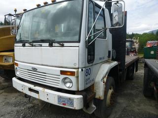 1999 Sterling Flat Deck Truck, SC7000 C/w S/A , 5.9L Inline Diesel Engine, 6-cylinder, Eaton Fuller Road Ranger Transmission, 4x2 Drive, 1990 Collins 18ft Deck, 14,500 GVWR,  11R24.5 Tires And Steel Rims. Showing 116,901kms. VIN 49H67FAA9XHB01907