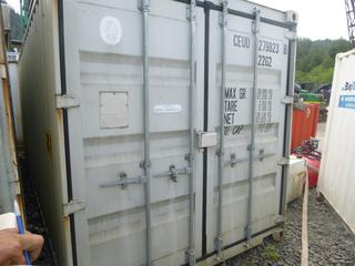 2013 20ft Storage Container C/w (4) Side Doors, Freezer, Office Chain And Misc. Sundries. SN CEUU 279823E 22G2 13000421