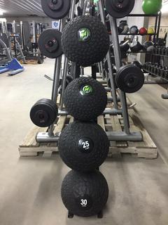 Fitter Medicine Ball Rack c/w Assorted Slam Balls.