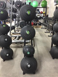 Fitter Medicine Ball Rack c/w Assorted Slam Balls.