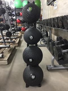 Fitter Medicine Ball Rack c/w Assorted Slam Balls.