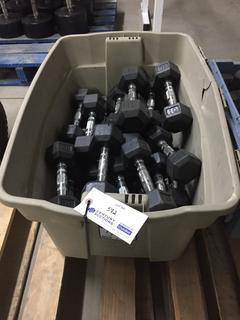 Quantity of Assorted Hex Dumbbells.