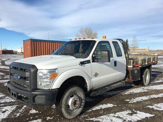 2013 Ford F350 Deck Truck 6.7L V8 Turbo Diesel, Auto, A/C, Dually, Advisory Light Bar w/Controller, Roof Stroke Beacon Light, Tow Hitch Receiver, Dual Batteries, Showing 180,540 Kms, VIN 1FD8X3HT5DEB43660, Unit 1-247