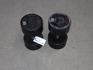 Pair of GP 80lb Dumbbells.