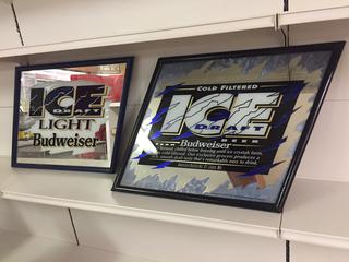 (2) Budweiser Decorative Mirrors. 24 1/2" x 20 1/2".