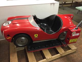 Coin Operated Kiddie Car Ride. 28"W x 63"L. *Note: Keys For This Machine Are In Office