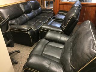 (3) Piece Pleather Sofa Set.