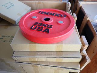 (4) Ivanko OCB Calibrated 25kg Bumper Plates, New.