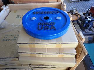 (4) Ivanko OCB Calibrated 20kg Bumper Plates, New.
