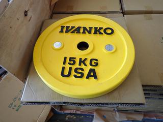 (2) Ivanko OCB Calibrated 15kg Bumper Plates, New.