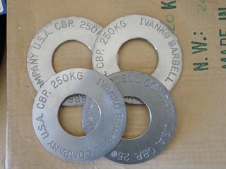 (4) Stainless Steel 0.25kg Olympic Calibrated Micro Fraction Plates, New.