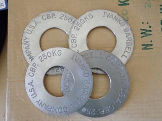 (4) Stainless Steel 0.25kg Olympic Calibrated Micro Fraction Plates, New.