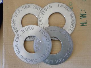 (4) Stainless Steel 0.25kg Olympic Calibrated Micro Fraction Plates, New.