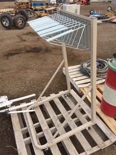 Metal Rolling Cart with Hangers 26" x 26" x 50".