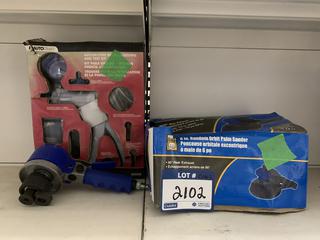 Power Fist 6" Random Orbit Palm Sander, Power Fist Dual Action Air Sander and Automotive Brake Bleeding and Test Kit.