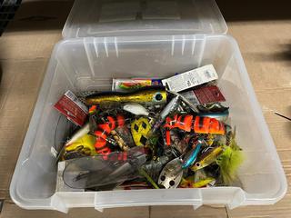 Bin of Assorted Fish Hooks.