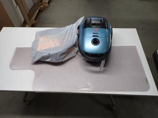 Hoover Duros Canister Vacuum c/w Attachments & Clear Mat Protector.