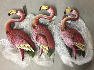 (4) Metal Outdoor Flamingos & (1) Stand.