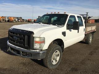 2008 Ford F350 XL SD 4x4 Crew Cab Deck Truck c/w 5.4L V8, Auto, A/C, Back Up Alarm, Tow Hitch Receiver, Front Manual Locking Hubs, Showing 294,031 Kms, VIN 1FDSW35508ED68167. Note:  Out of Province Vehicle.