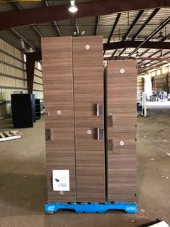 (3) 15in X 18in X 6ft & (3) 15in X 18in X 7ft 2-Door Single Lockers w/ Right and/or Left Swing Doors.
