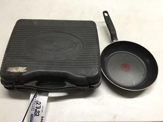 World Famous 1-Burner Portable Gas Stove c/w 9" T-Fal Pan.