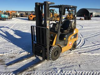 CAT 2P3500 3000 lbs Forklift c/w 2.1L LPG, 3-Stage 188"/4785 mm Max Fork Height, Side Shift, 42" Forks, Showing 2834 Hours, S/N AT3440022