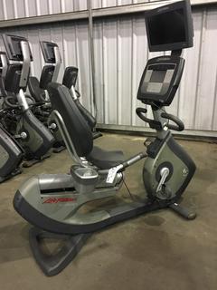 Life Fitness 95R Life Cycle Recumbent Bike c/w Programmed Workouts & Touchscreen Display. S/N ARL103657.