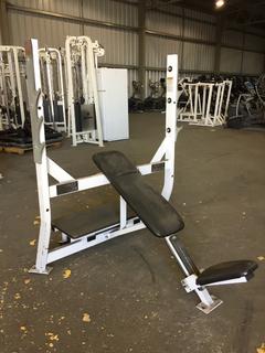 Hammer Strength Incline Olympic Bench w/ Weight Rack.