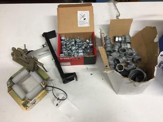 Quantity of Conduit Compression Couplings, Lights, Safety Vests, Bar Code Scanner Stands and Scanners.