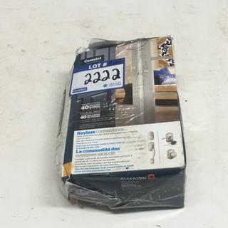 Schlage Camelot Satin Nickel Keypad Deadbolt.