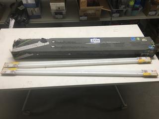 Lithonia Lighting 4' Integrated LED Black Linkable Diamond Plate Shoplight & (2) Sylvania 48" Bulbs.